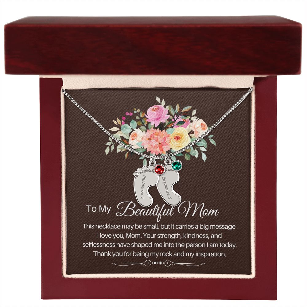 To my beautiful Mom - baby foot necklace