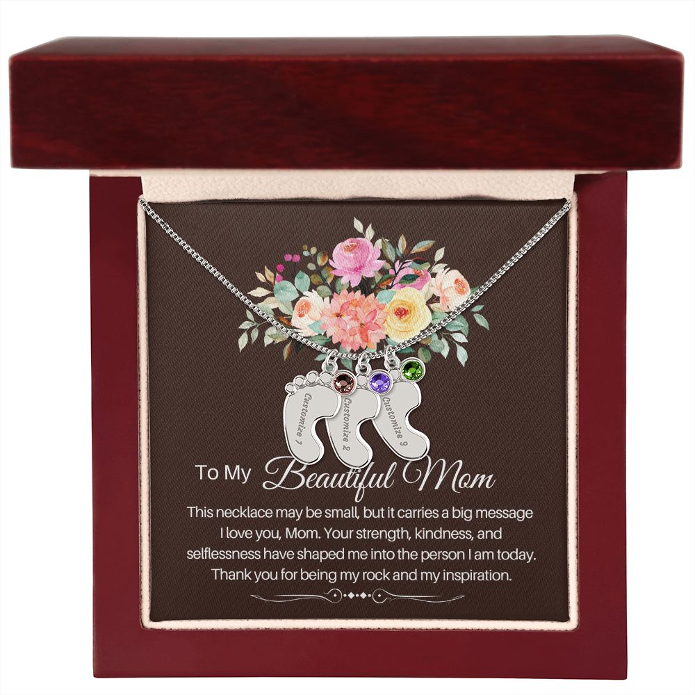 To my beautiful Mom - baby foot necklace