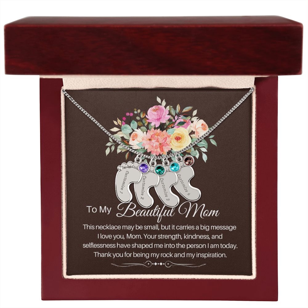 To my beautiful Mom - baby foot necklace