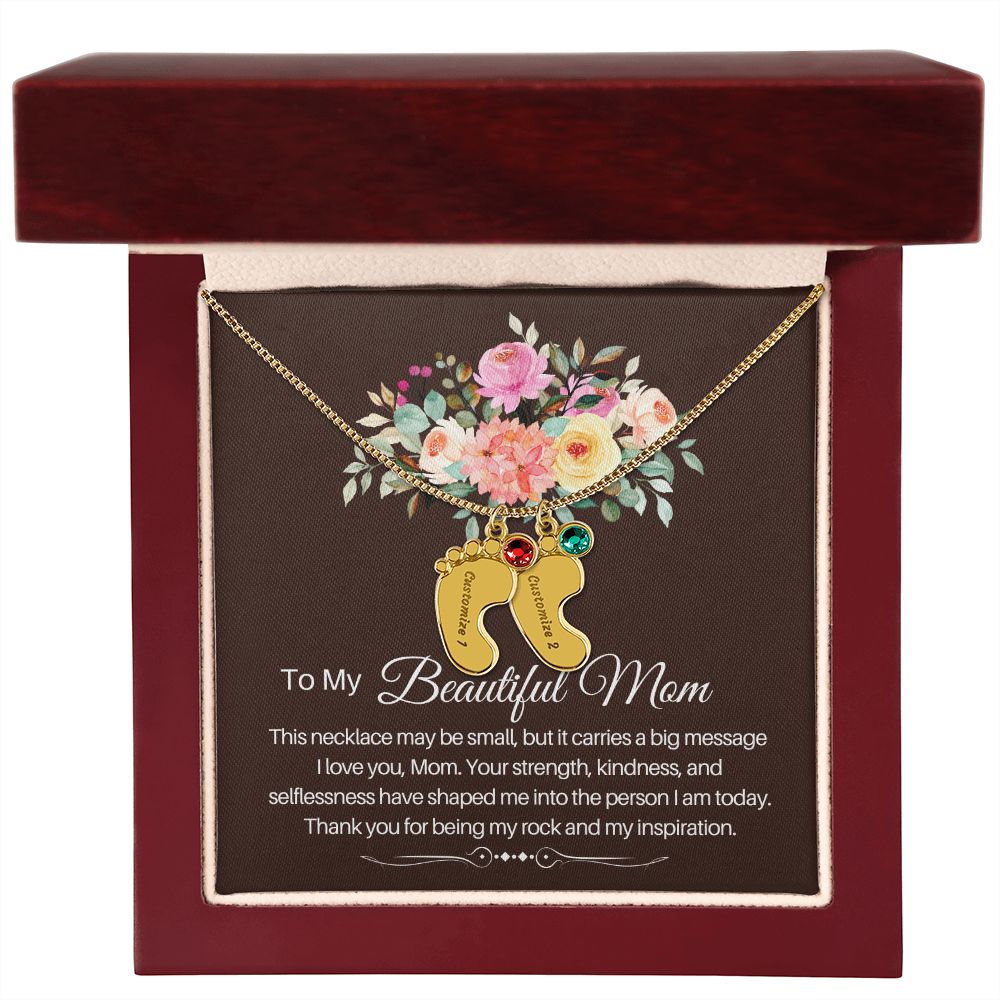 To my beautiful Mom - baby foot necklace