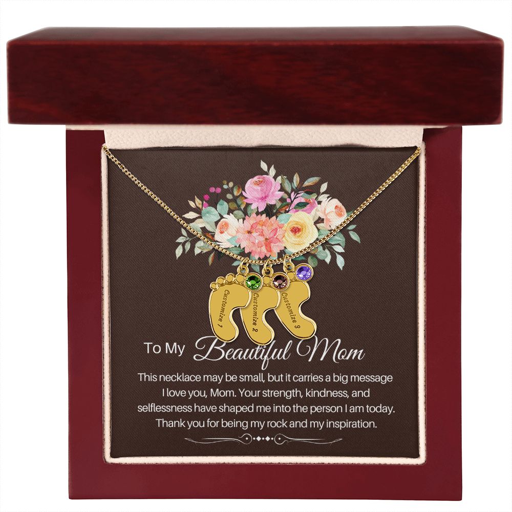 To my beautiful Mom - baby foot necklace