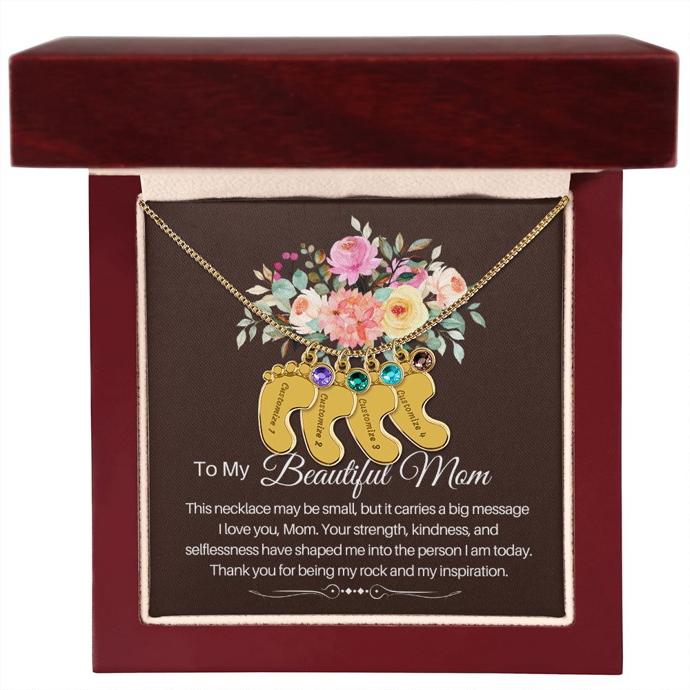 To my beautiful Mom - baby foot necklace
