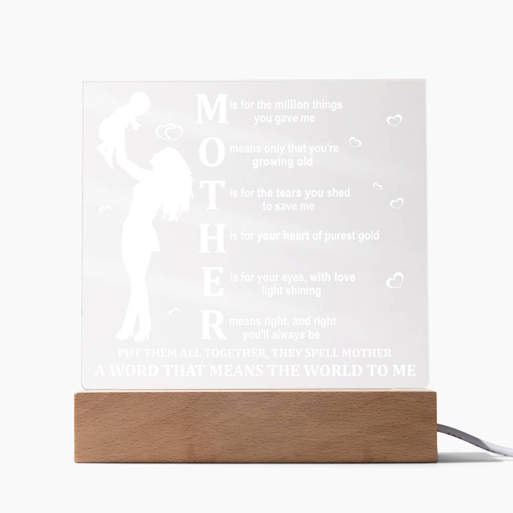 Mom-Means The World-Acrylic Acrylic Square Plaque