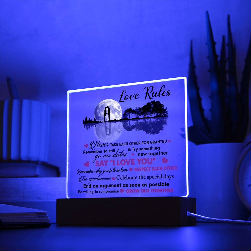 Love Rules-I Love You Acrylic Square Plaque