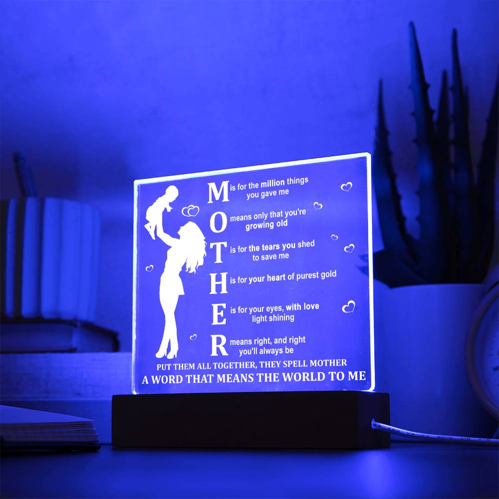 Mom-Means The World-Acrylic Acrylic Square Plaque