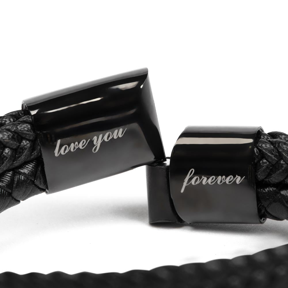 Love Through Laughter: Men's Leather Bracelet Set with Heartfelt Sentiments