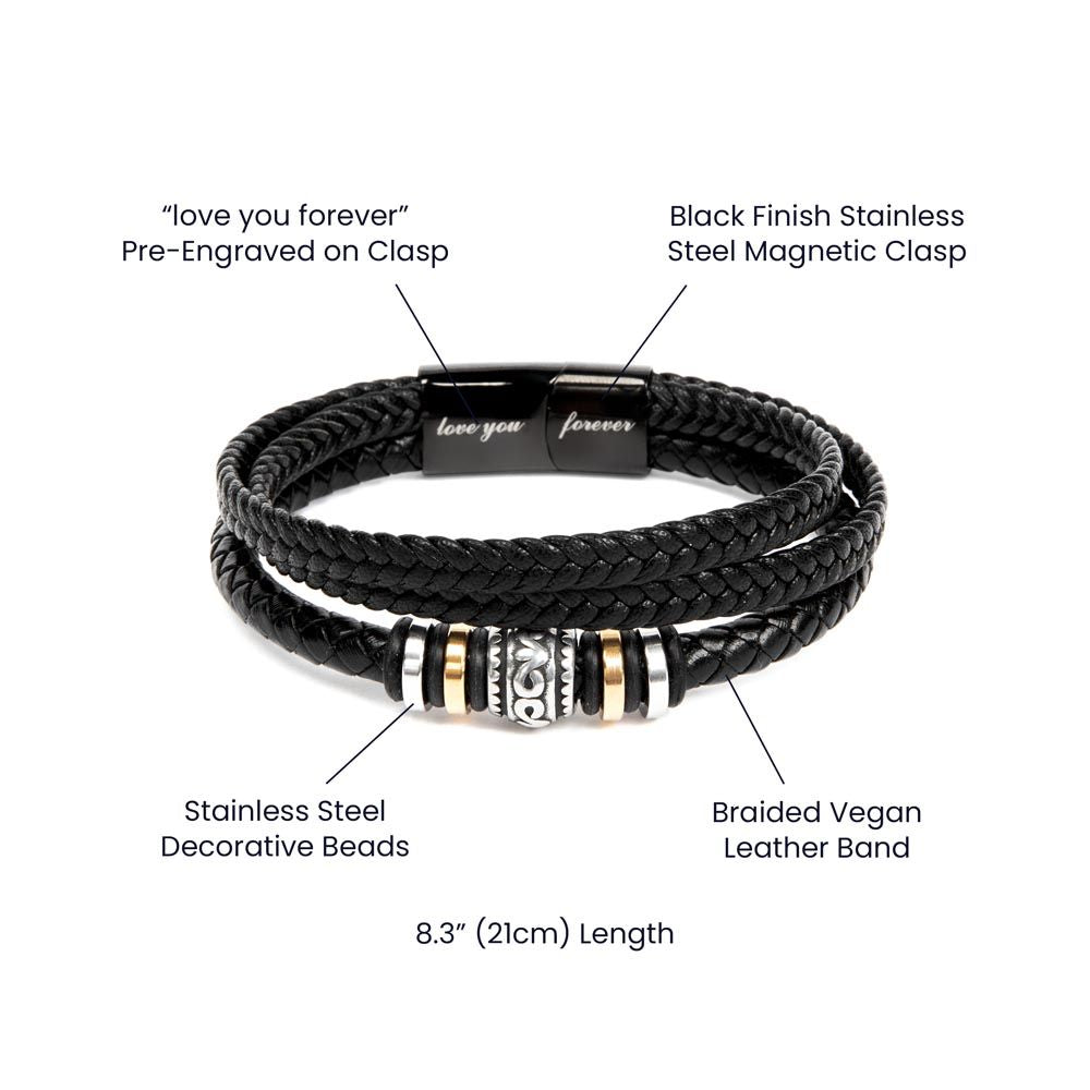 Embrace of Love: Father's Day Leather Bracelet with Heartfelt Message Card