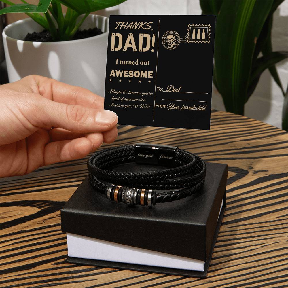 Dad-Kind Of Awesome-Stylish Men's Leather Bracelet | Unique Father's Day Gift