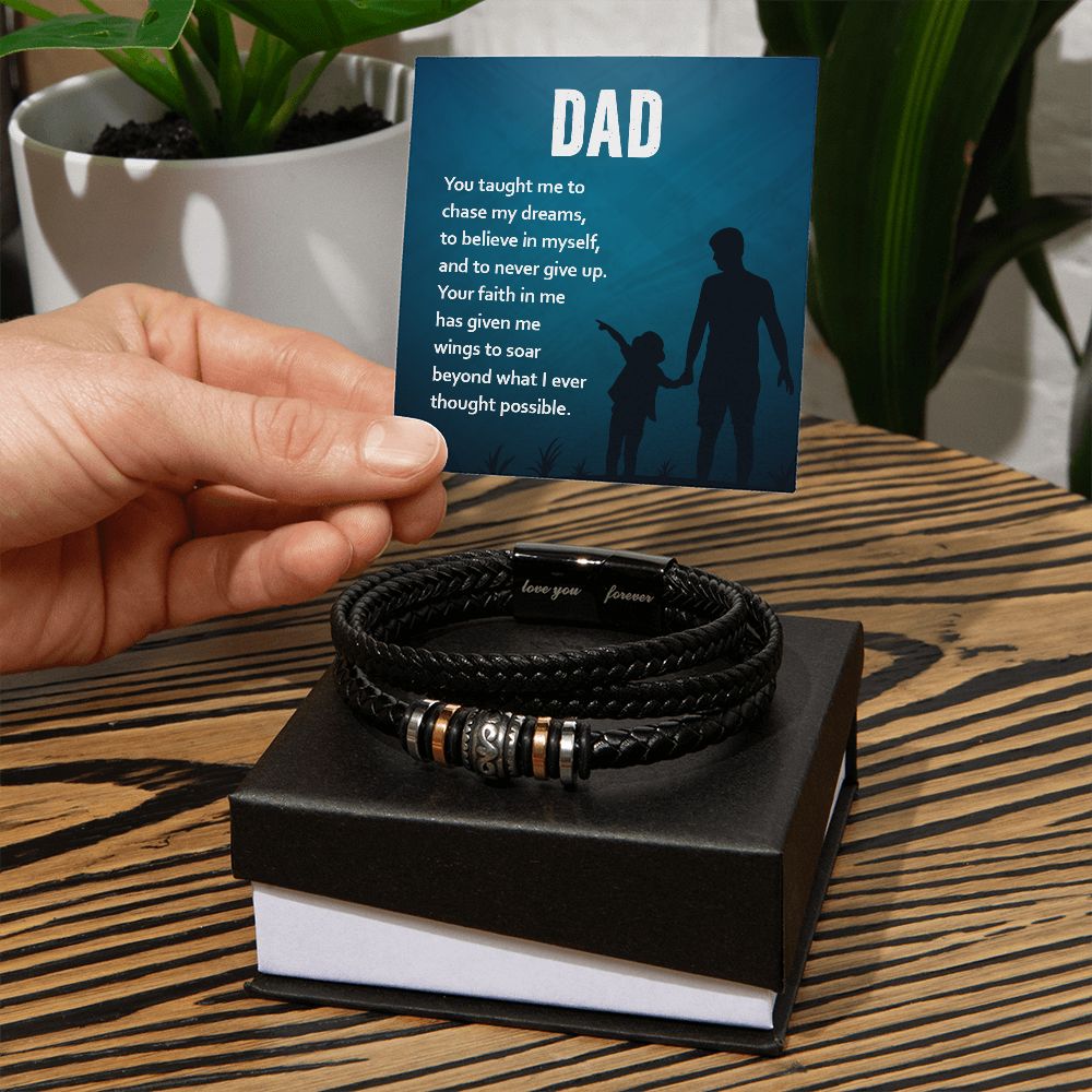 Unforgettable Love: Father's Day Leather Bracelet - you gave me wings to soar