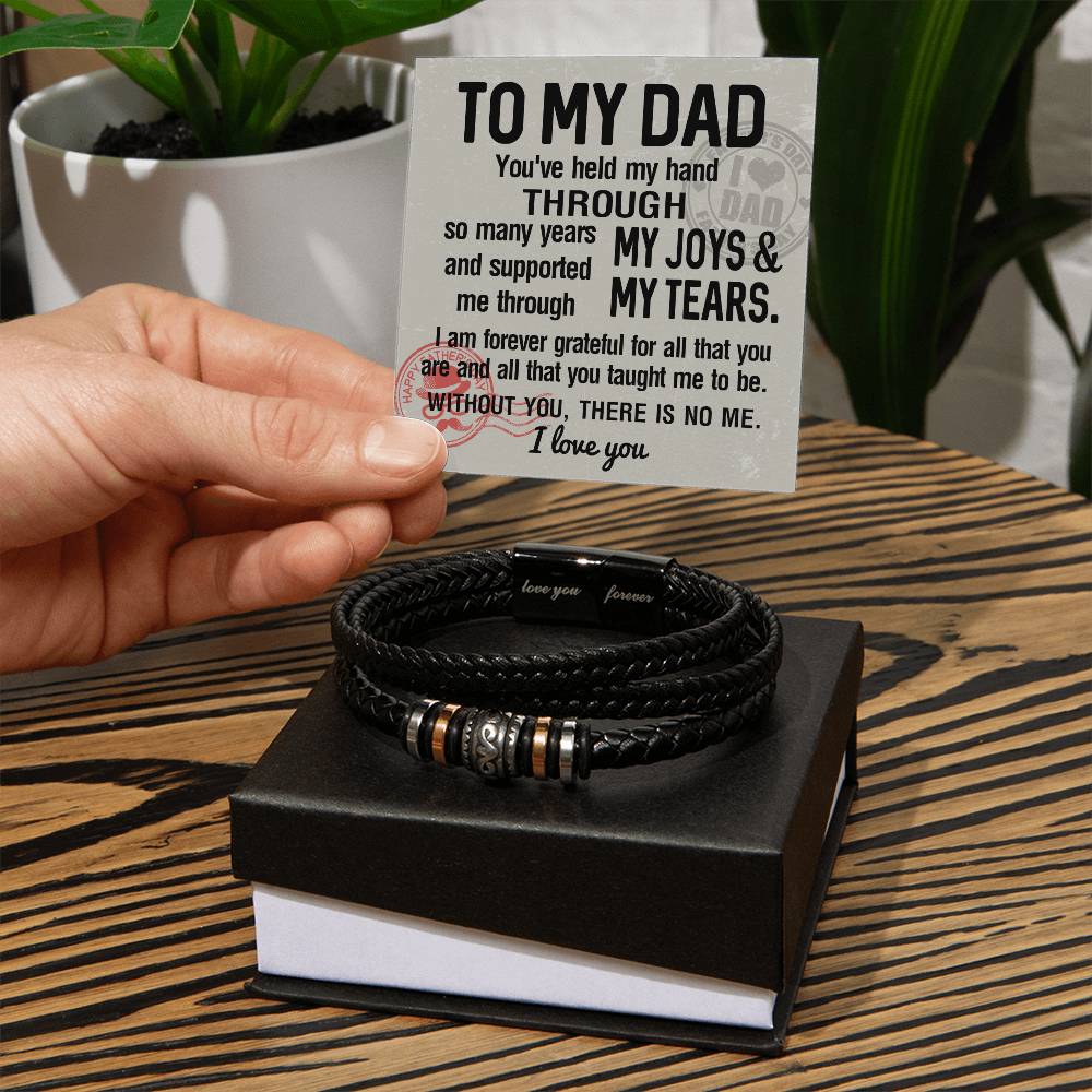 Dad-Held My Hand-Stylish Men's Leather Bracelet | Unique Father's Day Gift