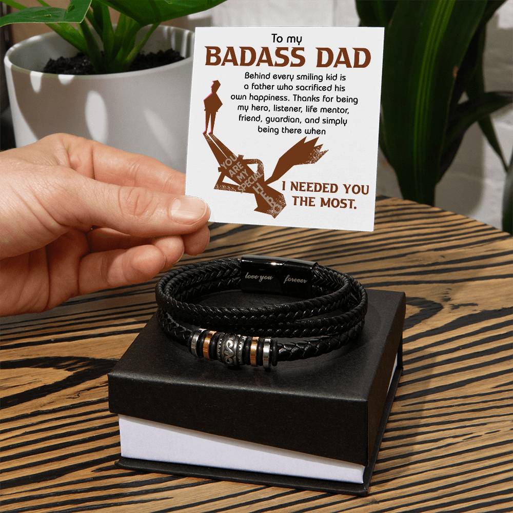 Dad-His Own Happiness-Stylish Men's Leather Bracelet | Unique Father's Day Gift