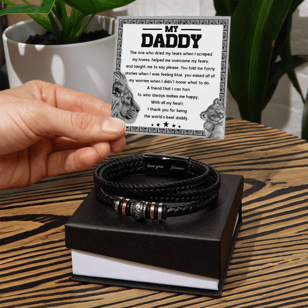 Dad-Makes Me Happy-Stylish Men's Leather Bracelet | Unique Father's Day Gift
