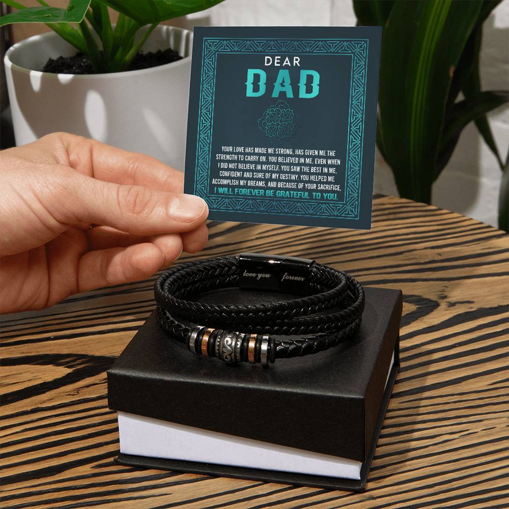 Dad-Grateful To You-Bracelet Stylish Men's Leather Bracelet | Unique Father's Day Gift