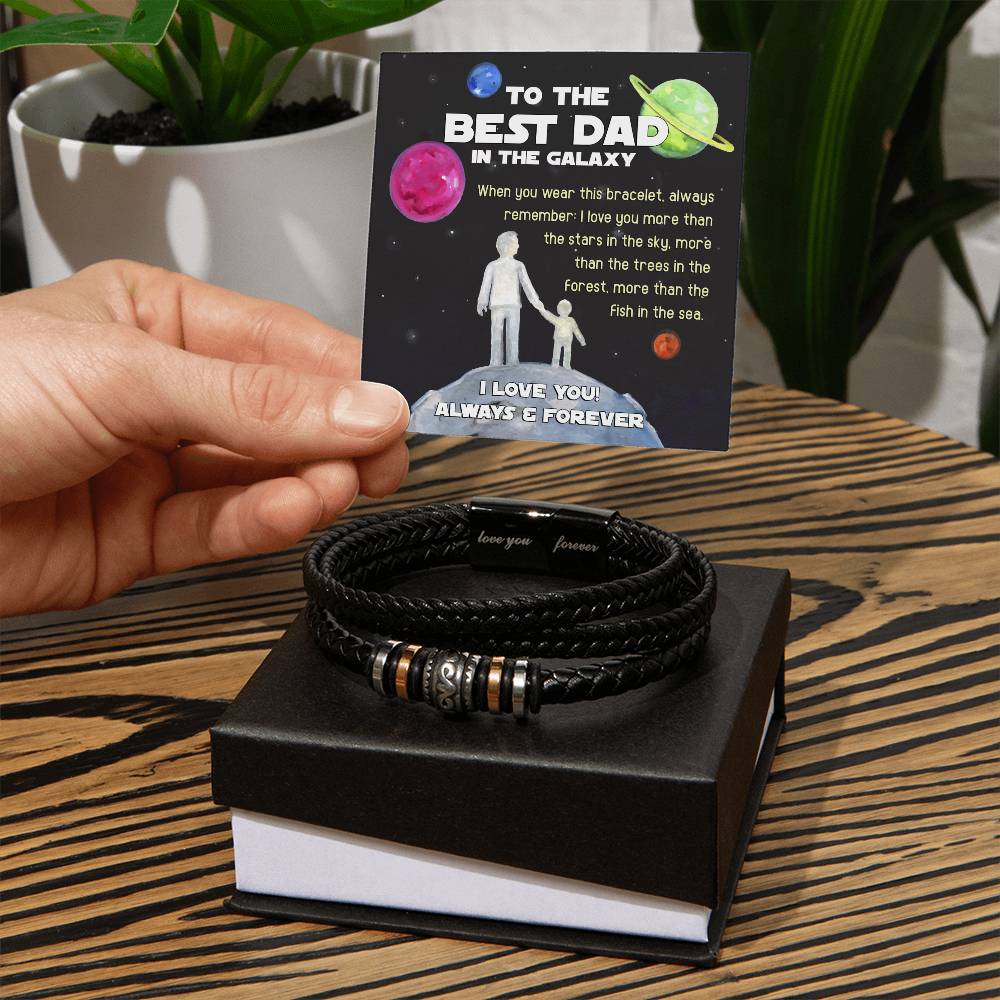 Dad-In The Galaxy-Stylish Men's Leather Bracelet | Unique Father's Day Gift