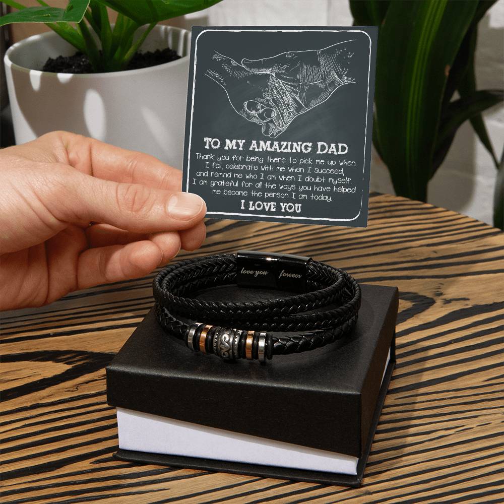 Dad-Pick Me Up-Bracelet Stylish Men's Leather Bracelet | Unique Father's Day Gift