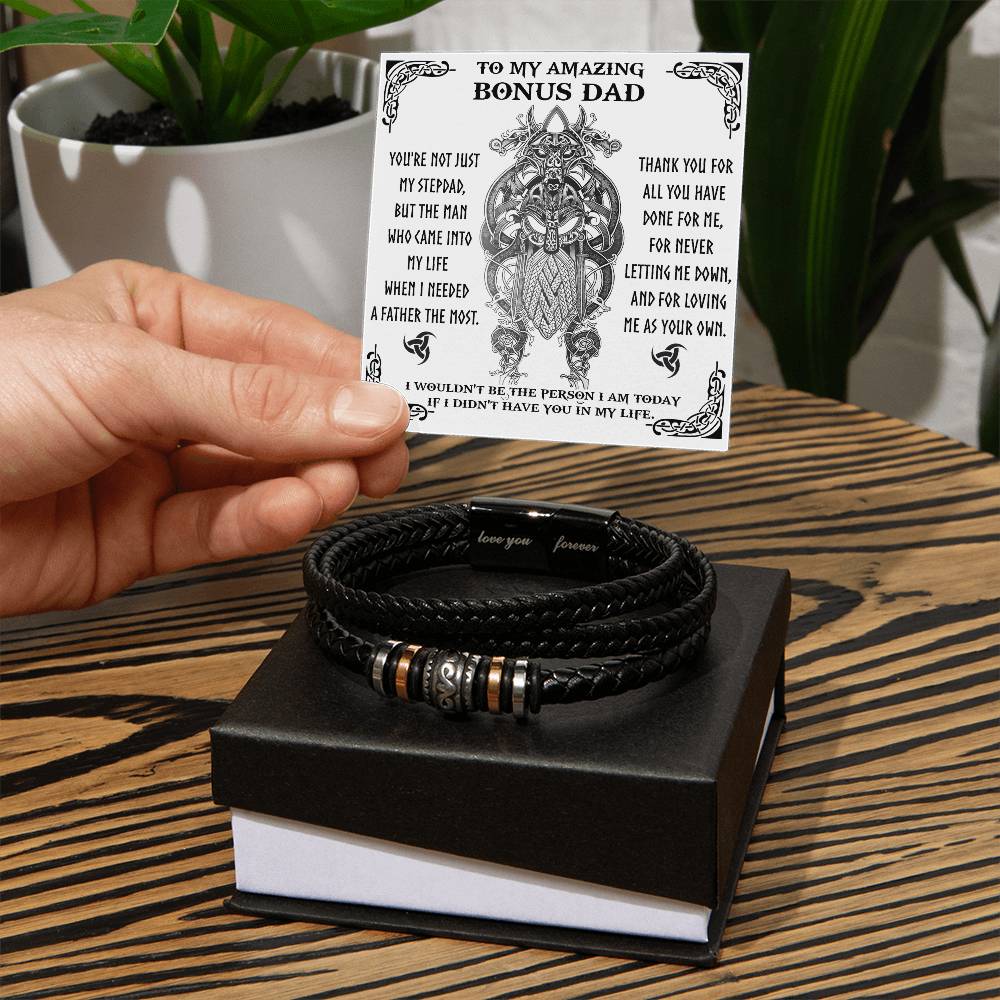 Bonus Dad-Needed A Father-Stylish Men's Leather Bracelet | Unique Father's Day Gift