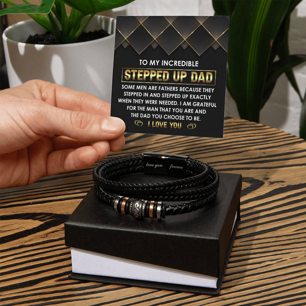 Step Dad-Choose To Be-Bracelet Stylish Men's Leather Bracelet | Unique Father's Day Gift