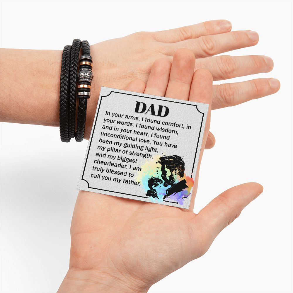 Embrace of Love: Father's Day Leather Bracelet with Heartfelt Message Card