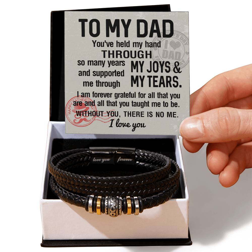 Dad-Held My Hand-Stylish Men's Leather Bracelet | Unique Father's Day Gift
