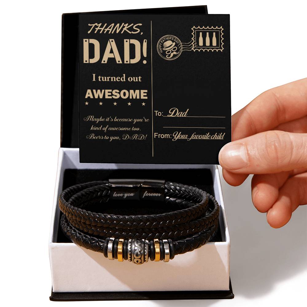 Dad-Kind Of Awesome-Stylish Men's Leather Bracelet | Unique Father's Day Gift