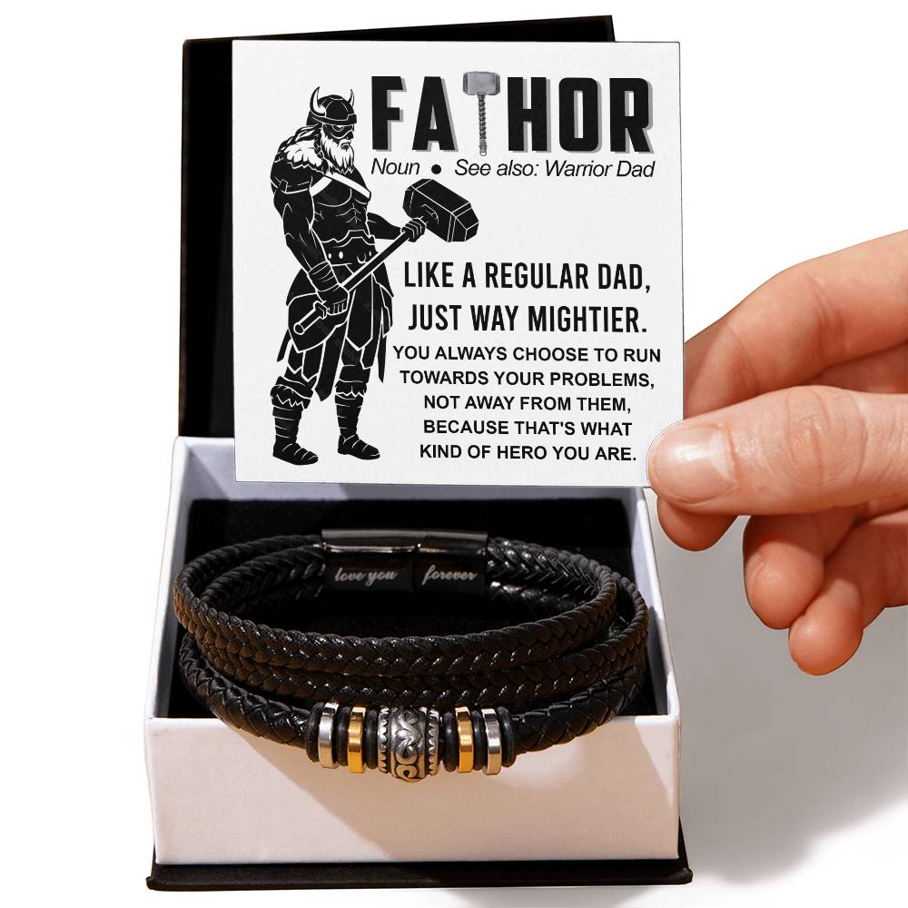 Dad-Warrior Dad-Bracelet Stylish Men's Leather Bracelet | Unique Father's Day Gift