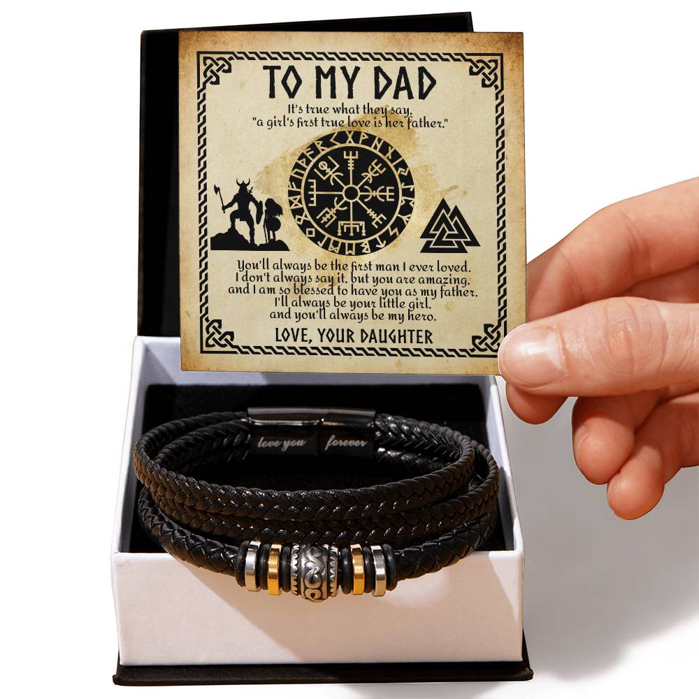 Dad-First True Love-Bracelet Stylish Men's Leather Bracelet | Unique Father's Day Gift