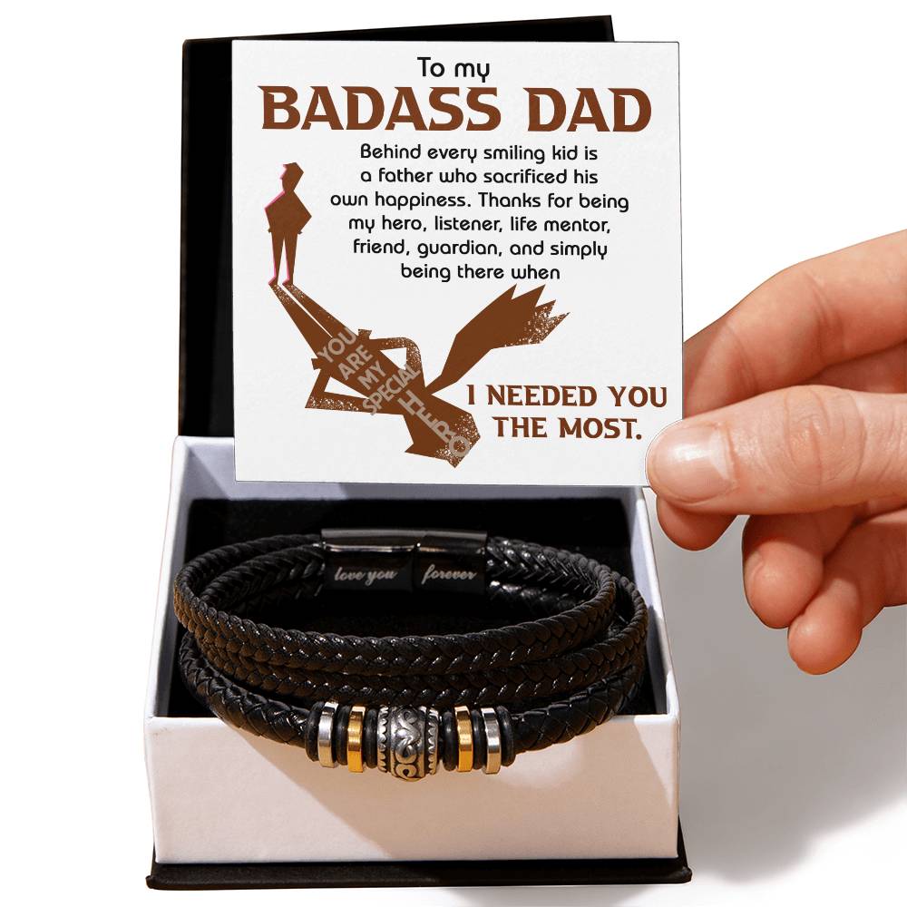Dad-His Own Happiness-Stylish Men's Leather Bracelet | Unique Father's Day Gift