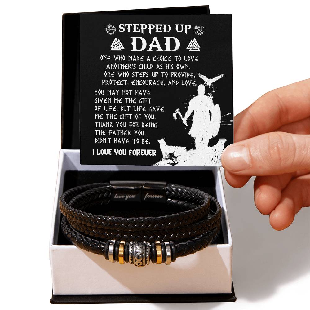 Step Dad-As His Own-Bracelet Stylish Men's Leather Bracelet | Unique Father's Day Gift