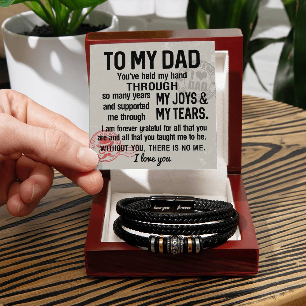 Dad-Held My Hand-Stylish Men's Leather Bracelet | Unique Father's Day Gift