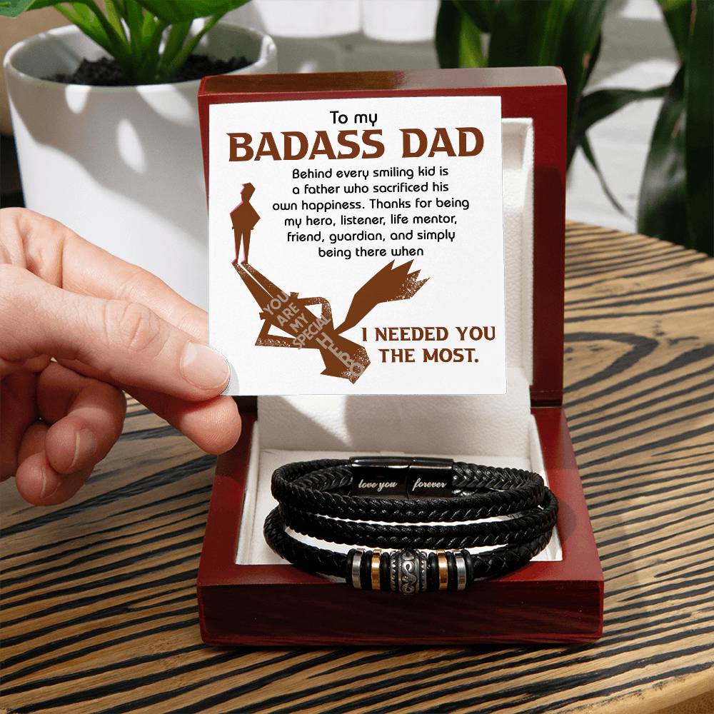 Dad-His Own Happiness-Stylish Men's Leather Bracelet | Unique Father's Day Gift