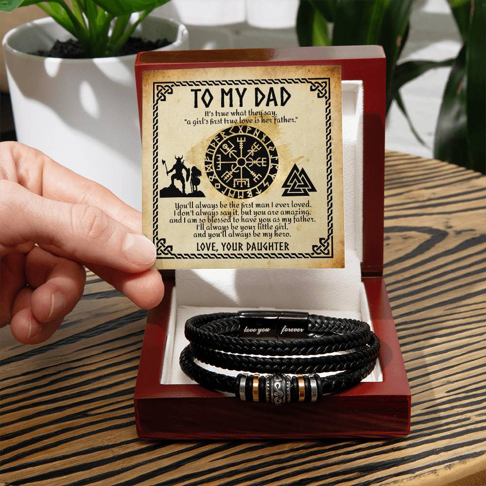 Dad-First True Love-Bracelet Stylish Men's Leather Bracelet | Unique Father's Day Gift