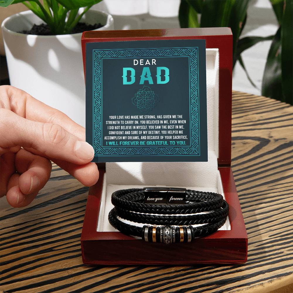 Dad-Grateful To You-Bracelet Stylish Men's Leather Bracelet | Unique Father's Day Gift