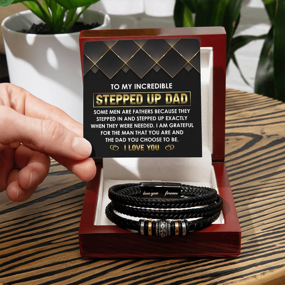 Step Dad-Choose To Be-Bracelet Stylish Men's Leather Bracelet | Unique Father's Day Gift