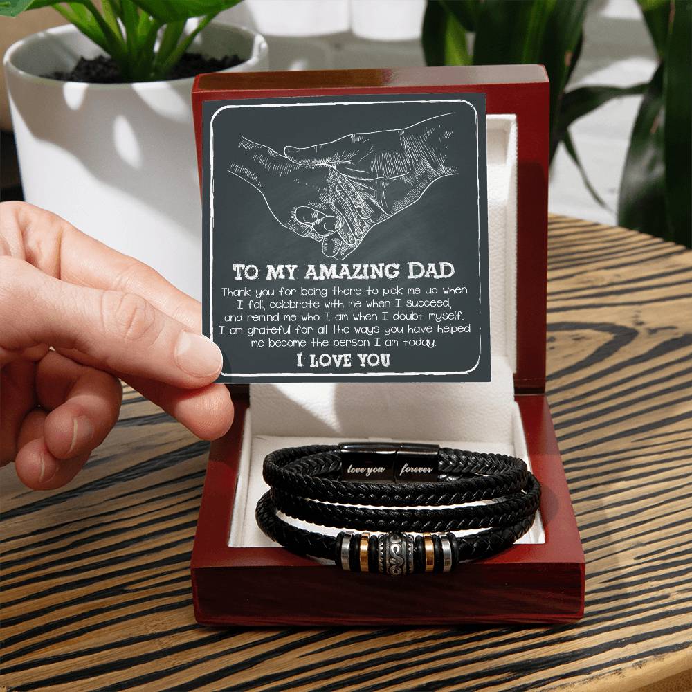 Dad-Pick Me Up-Bracelet Stylish Men's Leather Bracelet | Unique Father's Day Gift