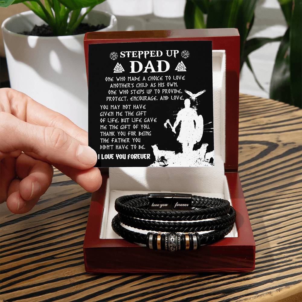 Step Dad-As His Own-Bracelet Stylish Men's Leather Bracelet | Unique Father's Day Gift