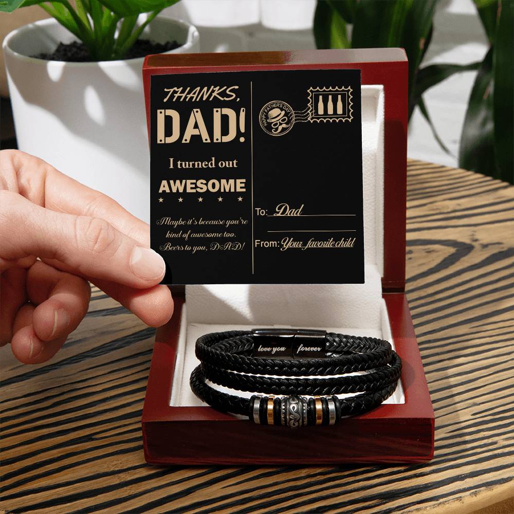 Dad-Kind Of Awesome-Stylish Men's Leather Bracelet | Unique Father's Day Gift
