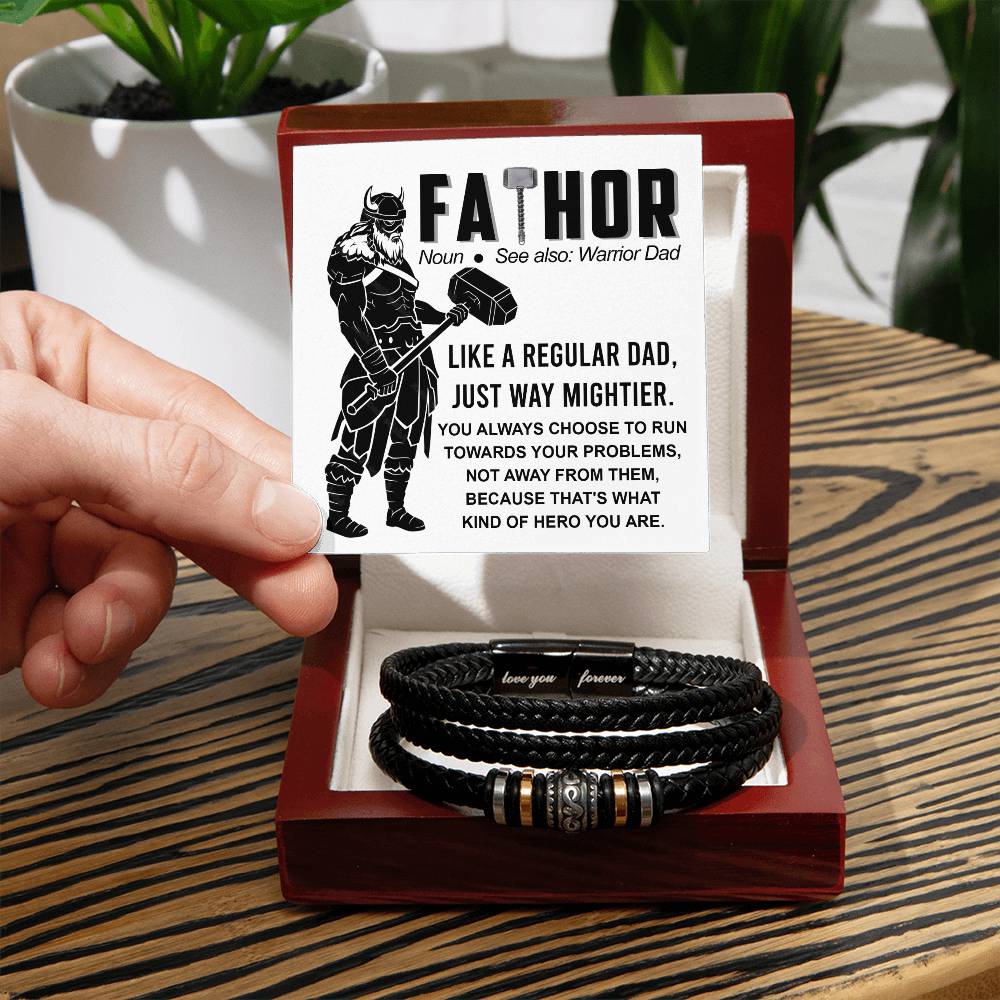 Dad-Warrior Dad-Bracelet Stylish Men's Leather Bracelet | Unique Father's Day Gift
