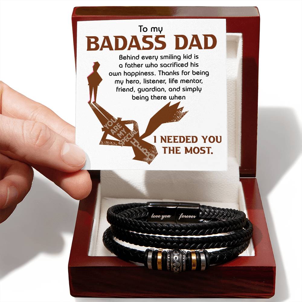 Dad-His Own Happiness-Stylish Men's Leather Bracelet | Unique Father's Day Gift