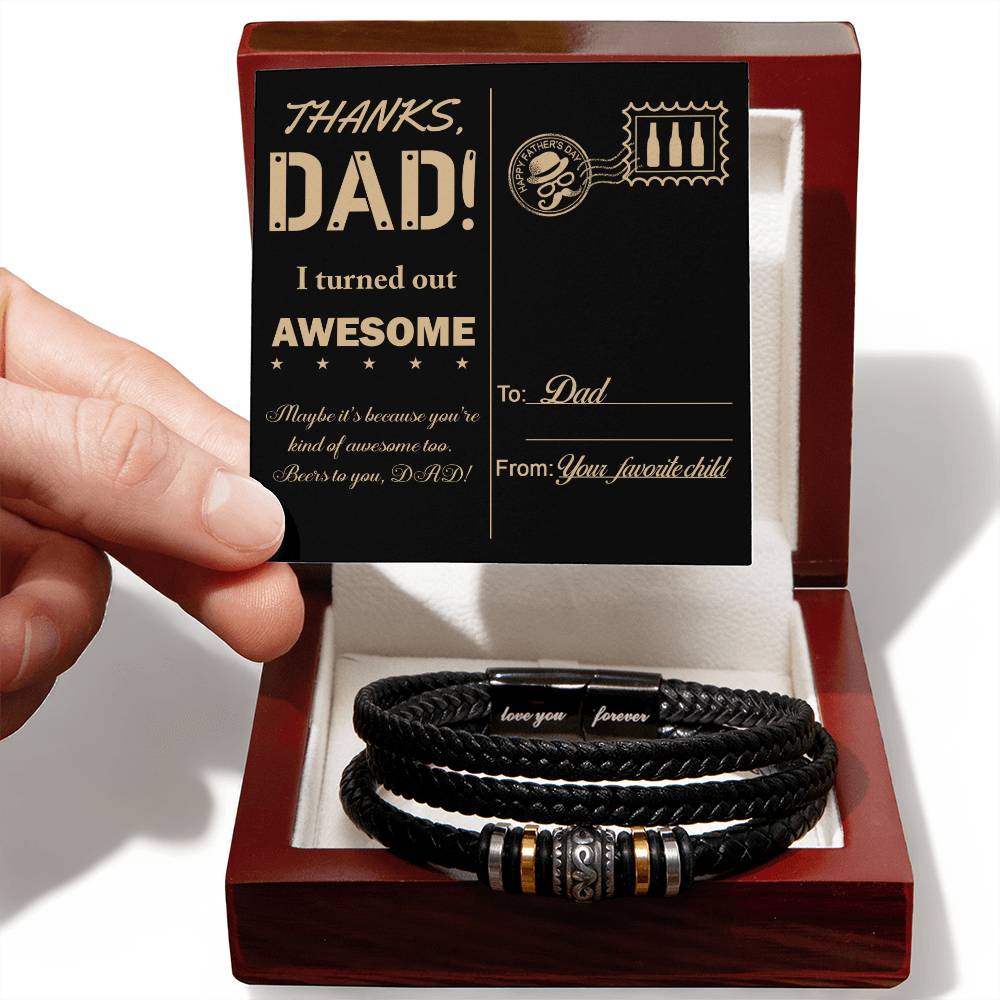 Dad-Kind Of Awesome-Stylish Men's Leather Bracelet | Unique Father's Day Gift