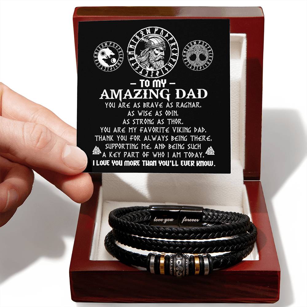 Dad-Viking Dad-Bracelet Stylish Men's Leather Bracelet | Unique Father's Day Gift