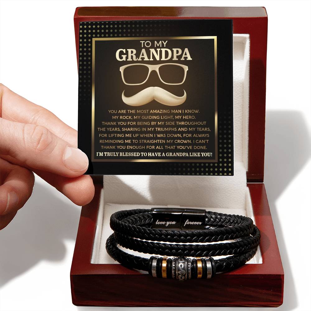 Grandpa-Truly Blessed-Bracelet Stylish Men's Leather Bracelet | Unique Father's Day Gift