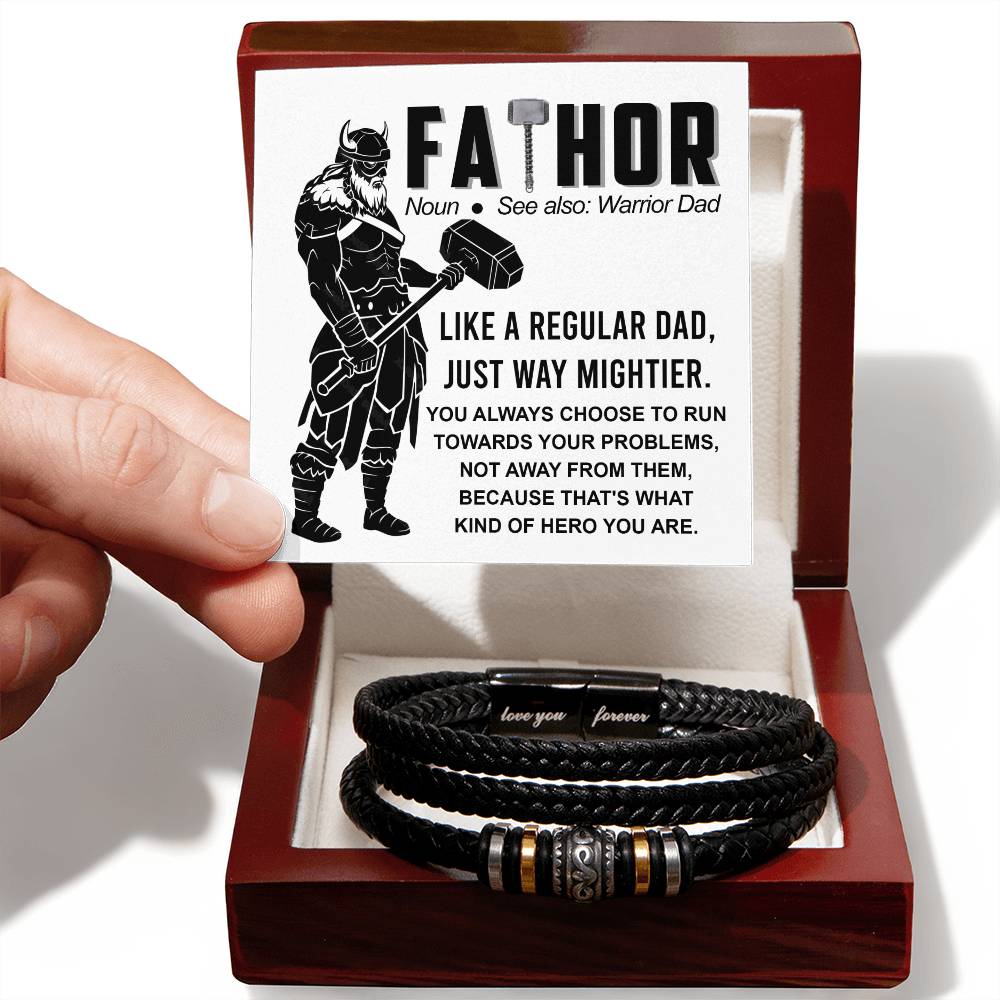 Dad-Warrior Dad-Bracelet Stylish Men's Leather Bracelet | Unique Father's Day Gift