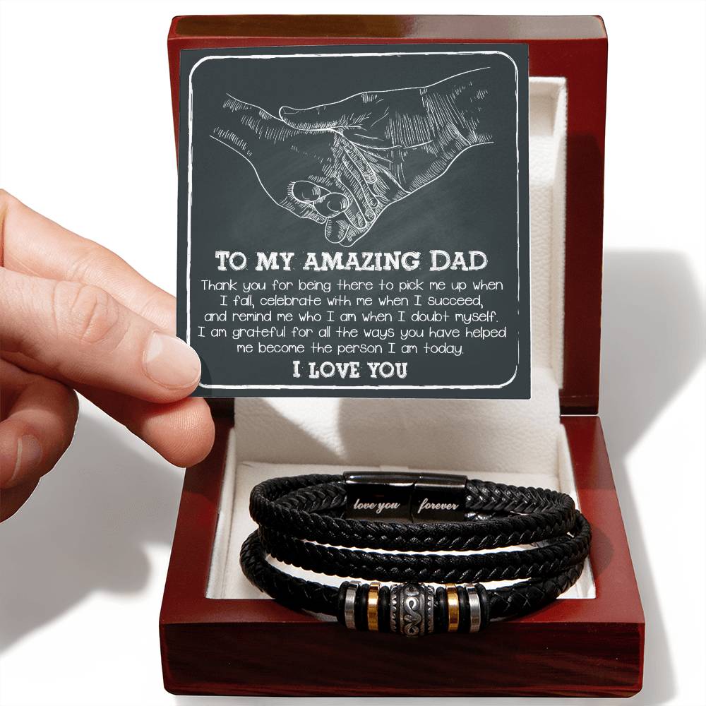 Dad-Pick Me Up-Bracelet Stylish Men's Leather Bracelet | Unique Father's Day Gift