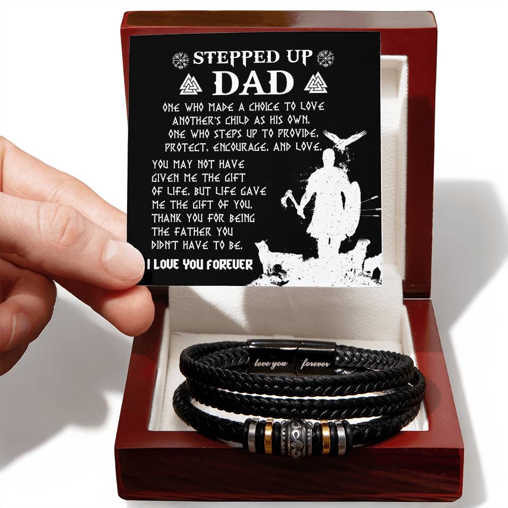 Step Dad-As His Own-Bracelet Stylish Men's Leather Bracelet | Unique Father's Day Gift