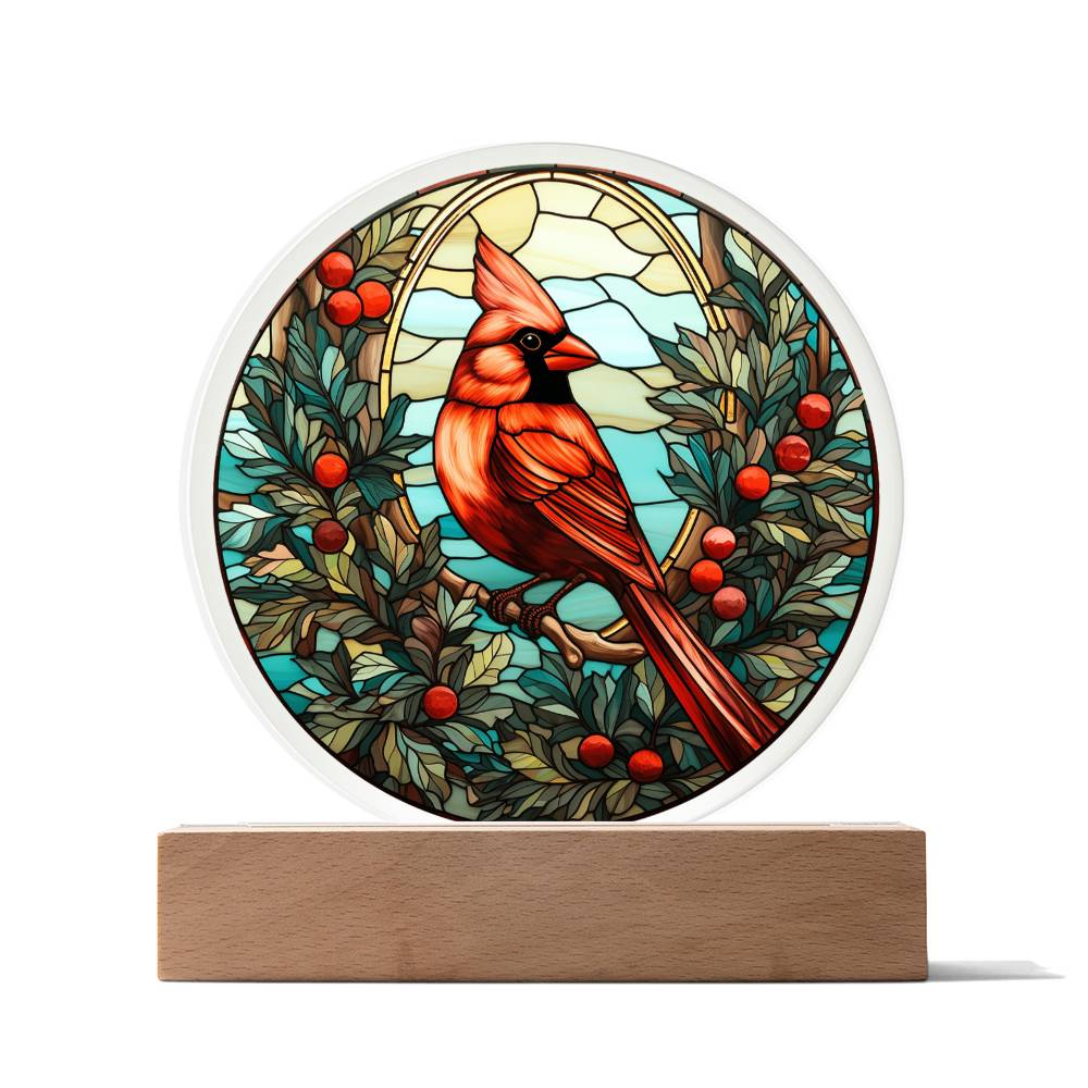 Christmas Cardinal Acrylic Circle Plaque