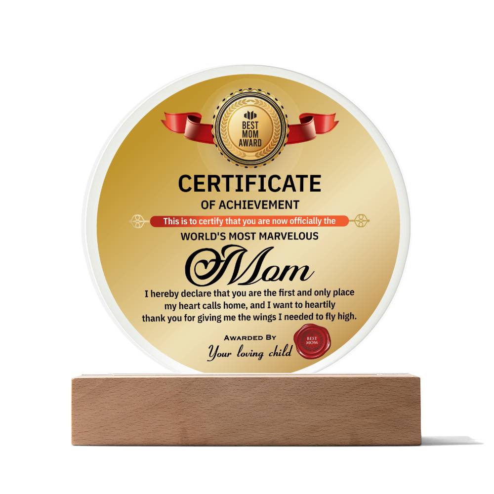 Mom-World_s Most Marvelous-Circle Acrylic Acrylic Circle Plaque