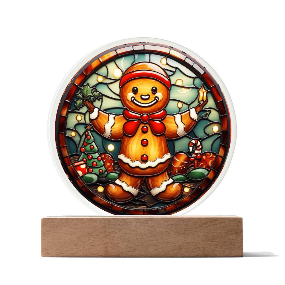 Christmas Gingerbread Acrylic Circle Plaque