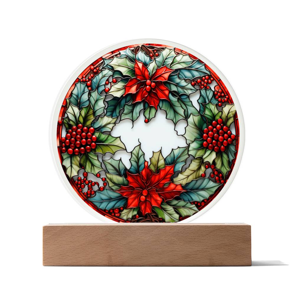 Christmas Wreath Acrylic Circle Plaque