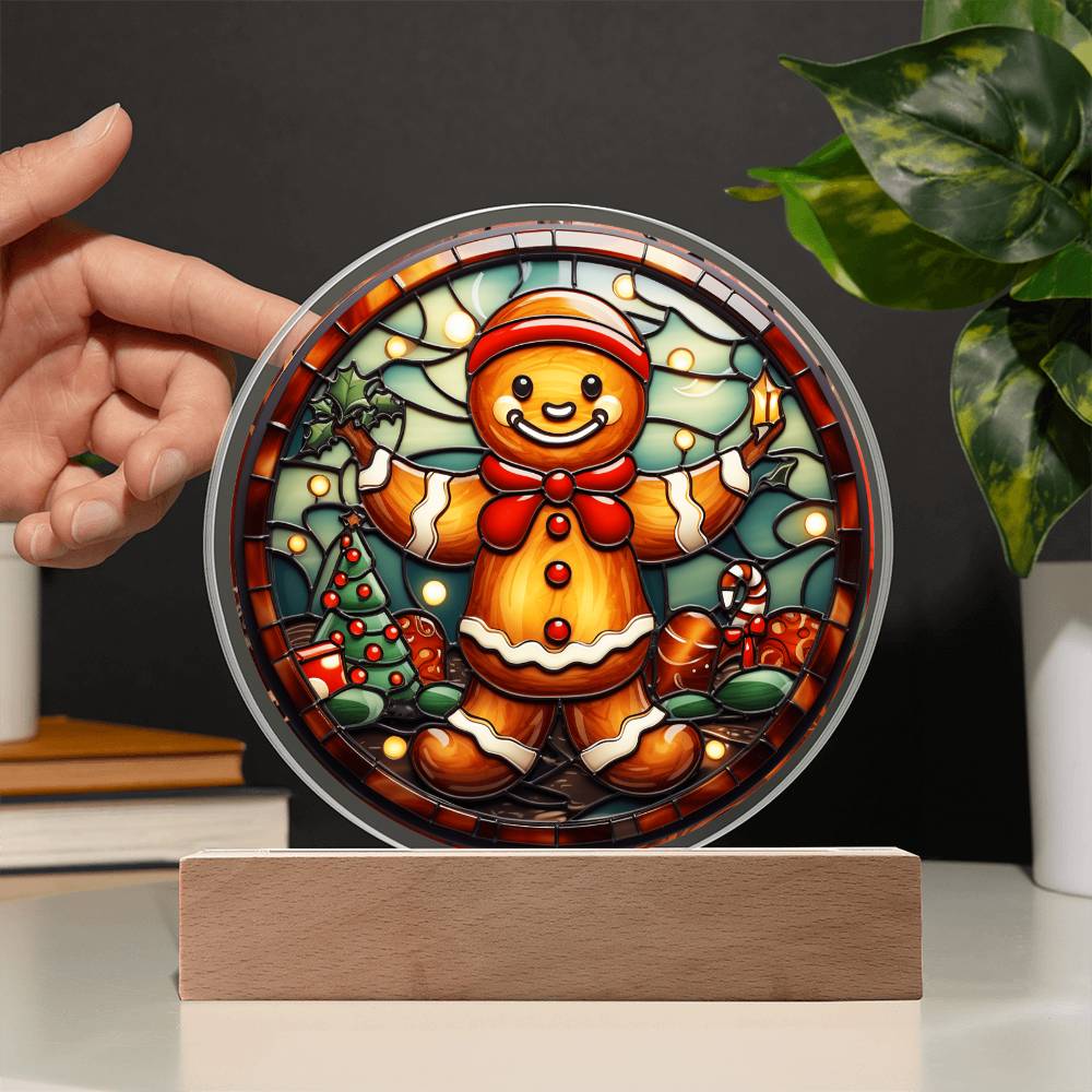Christmas Gingerbread Acrylic Circle Plaque