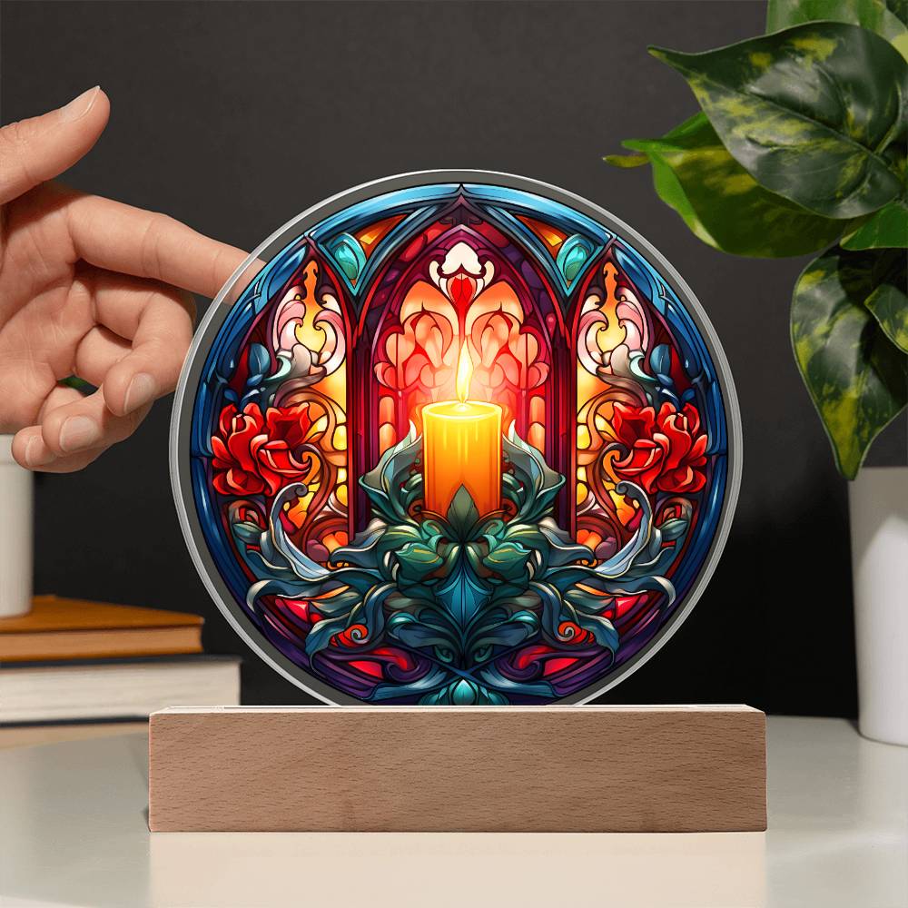 Warm Candle-Acrylic Circle Acrylic Plaque